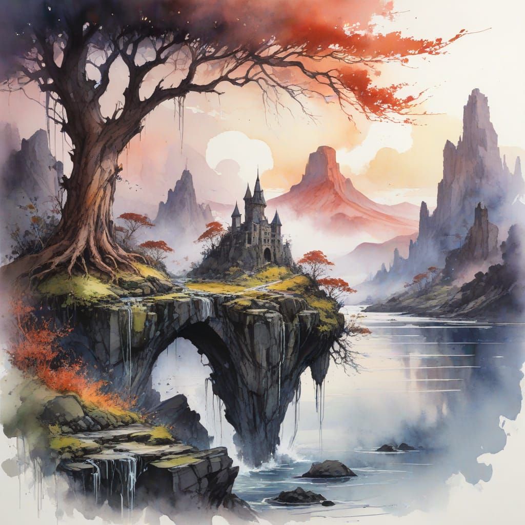 Mystical Volcanic Fortress on Basalt Monolith