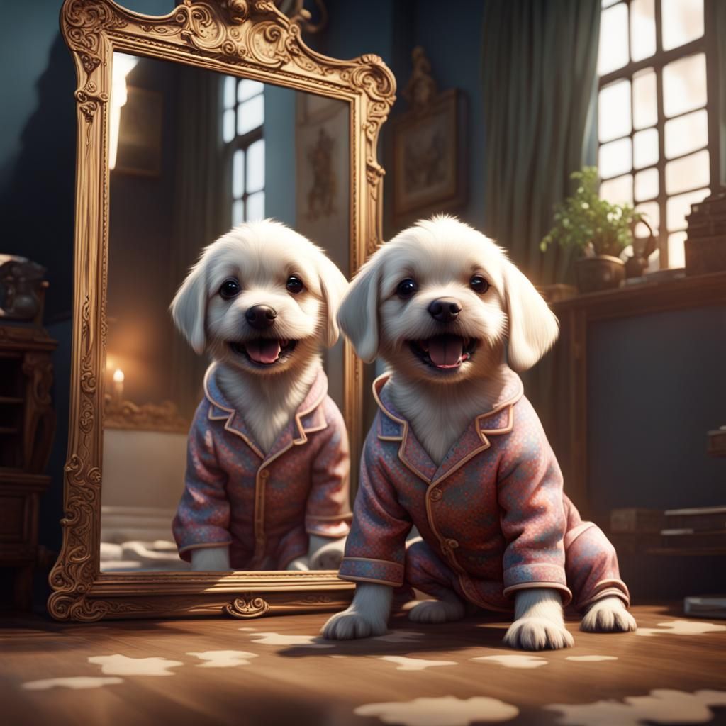 Puppy in Pyjamas: Detailed Fantasy Concept Art