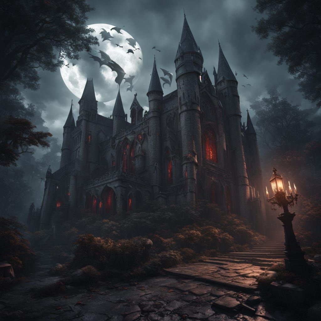 Detailed Vampire Matte Painting in Deep Color