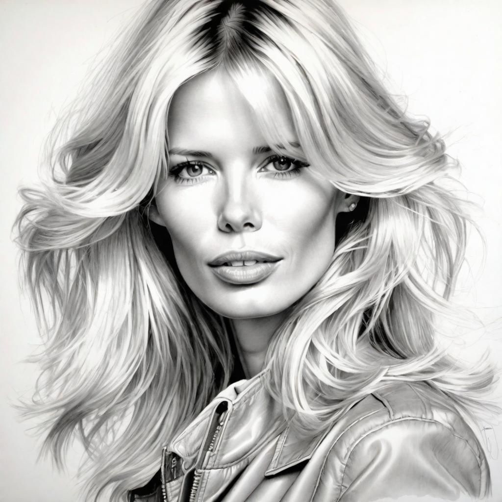 Claudia Schiffer Portrait in Detailed Matte Painting Style