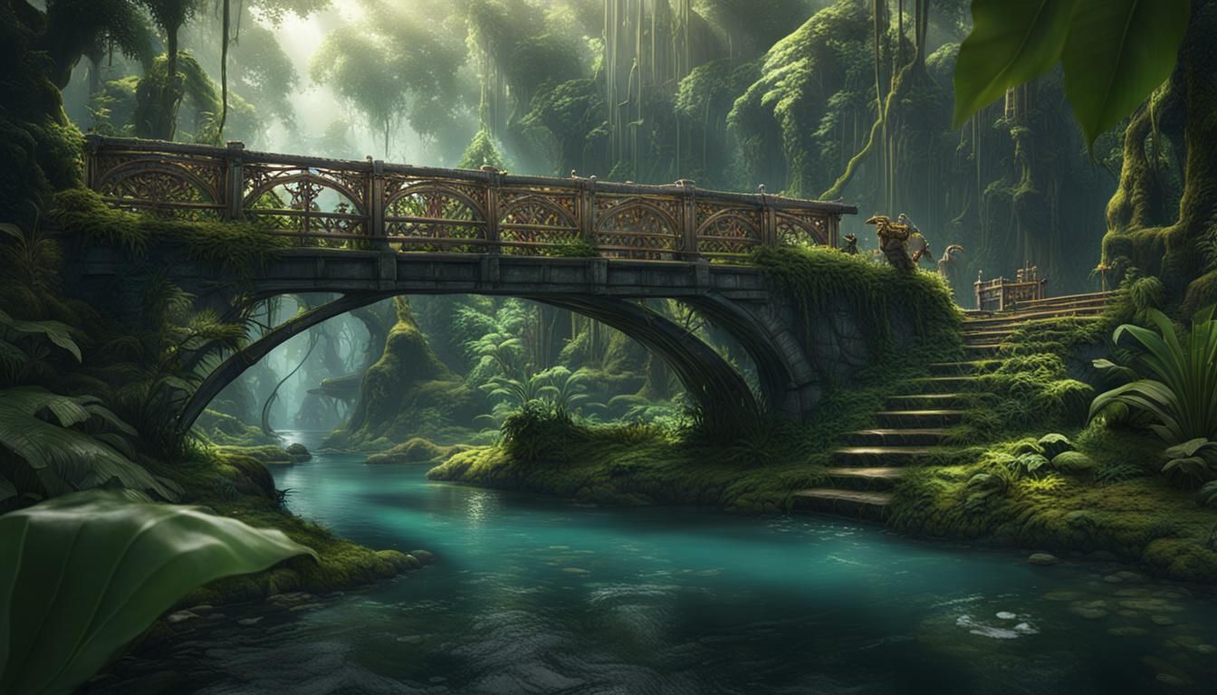 Jungle Bridge Detailed Matte Painting