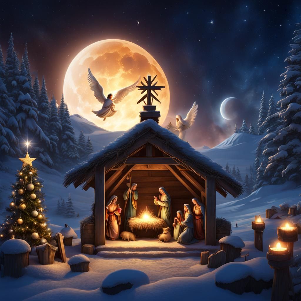 Nativity Scene with Angels: A Christmas Message