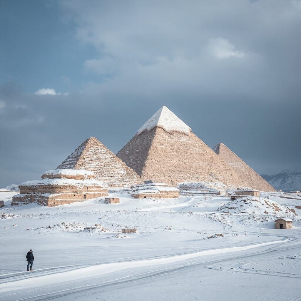 The Pyramids in Snow