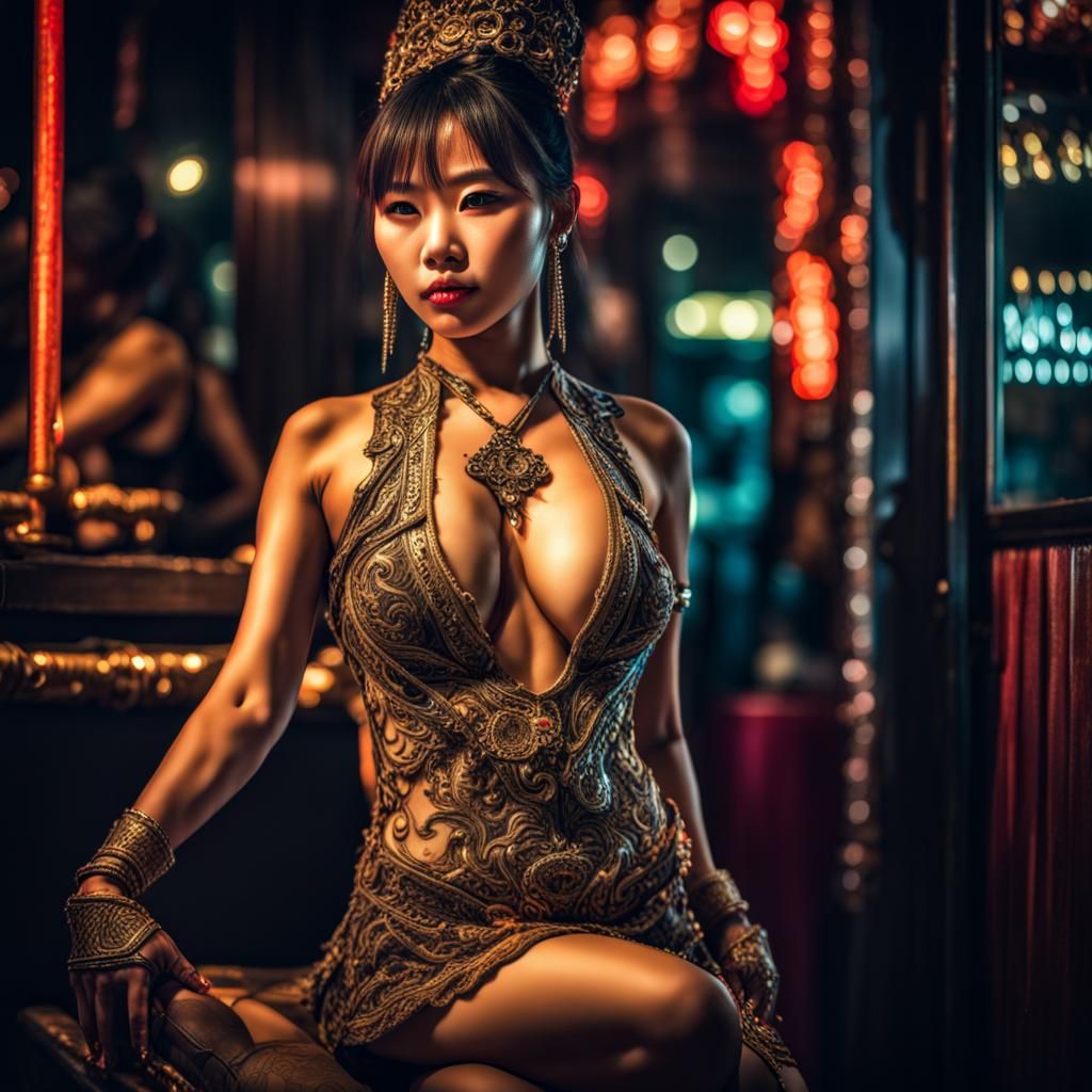 Hyperrealistic Asian Gogo Dancer in Bangkok