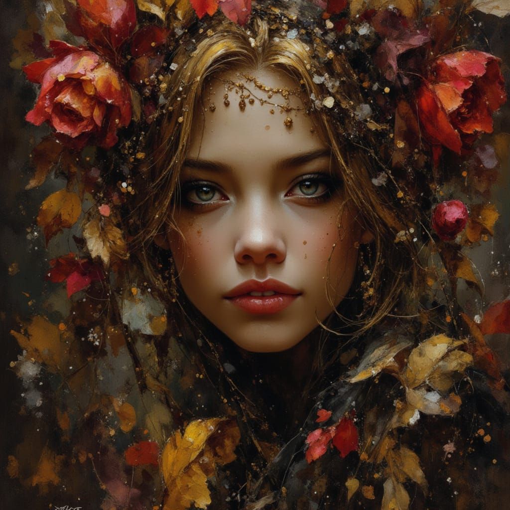 Dark Fantasy Roses Adorned with Glitter