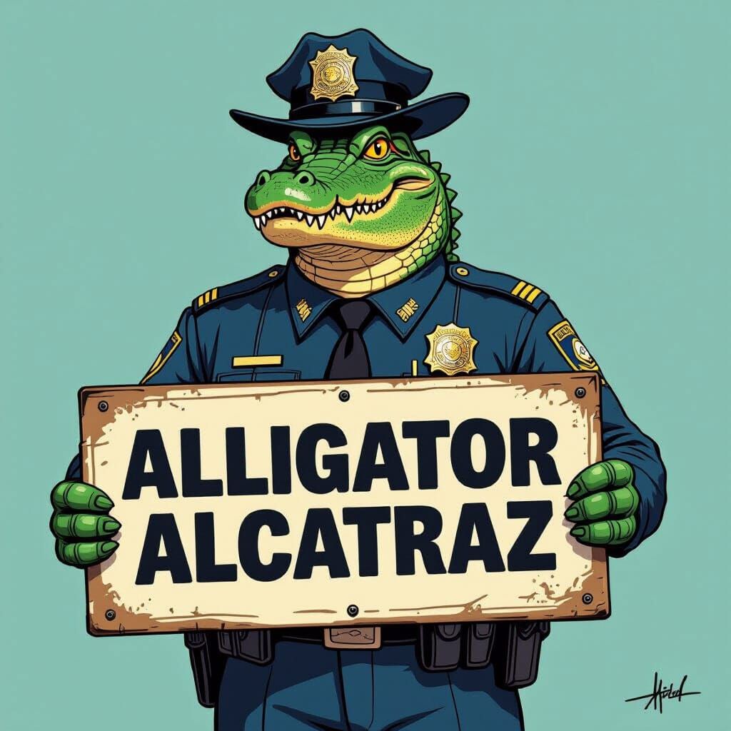 Alligator Cop in Syd Mead Style