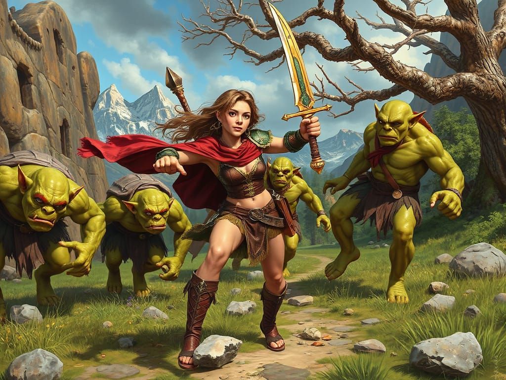 Orcs Chase Elven Ranger Through Forest