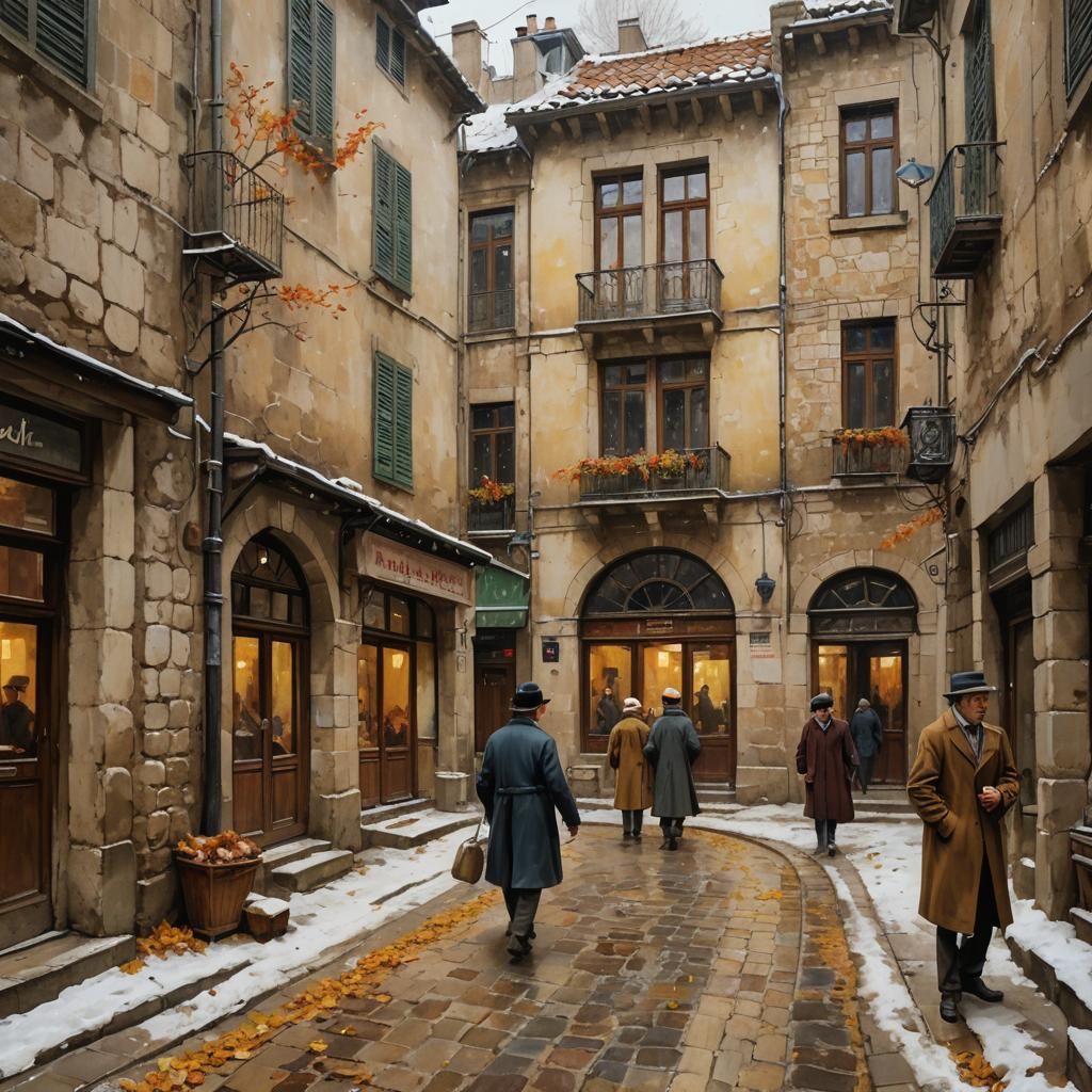Impressionist Winter Morning in a Turkish Town