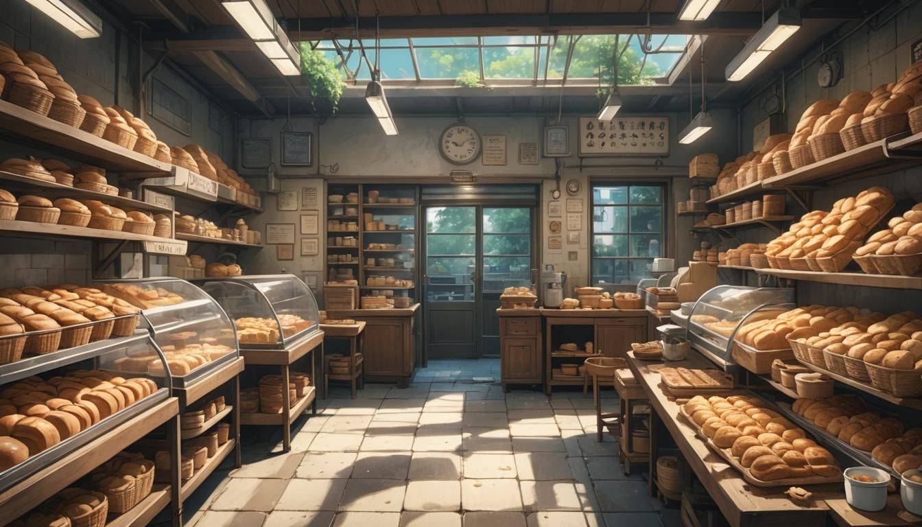 Bakery Interior in Studio Ghibli Anime Style