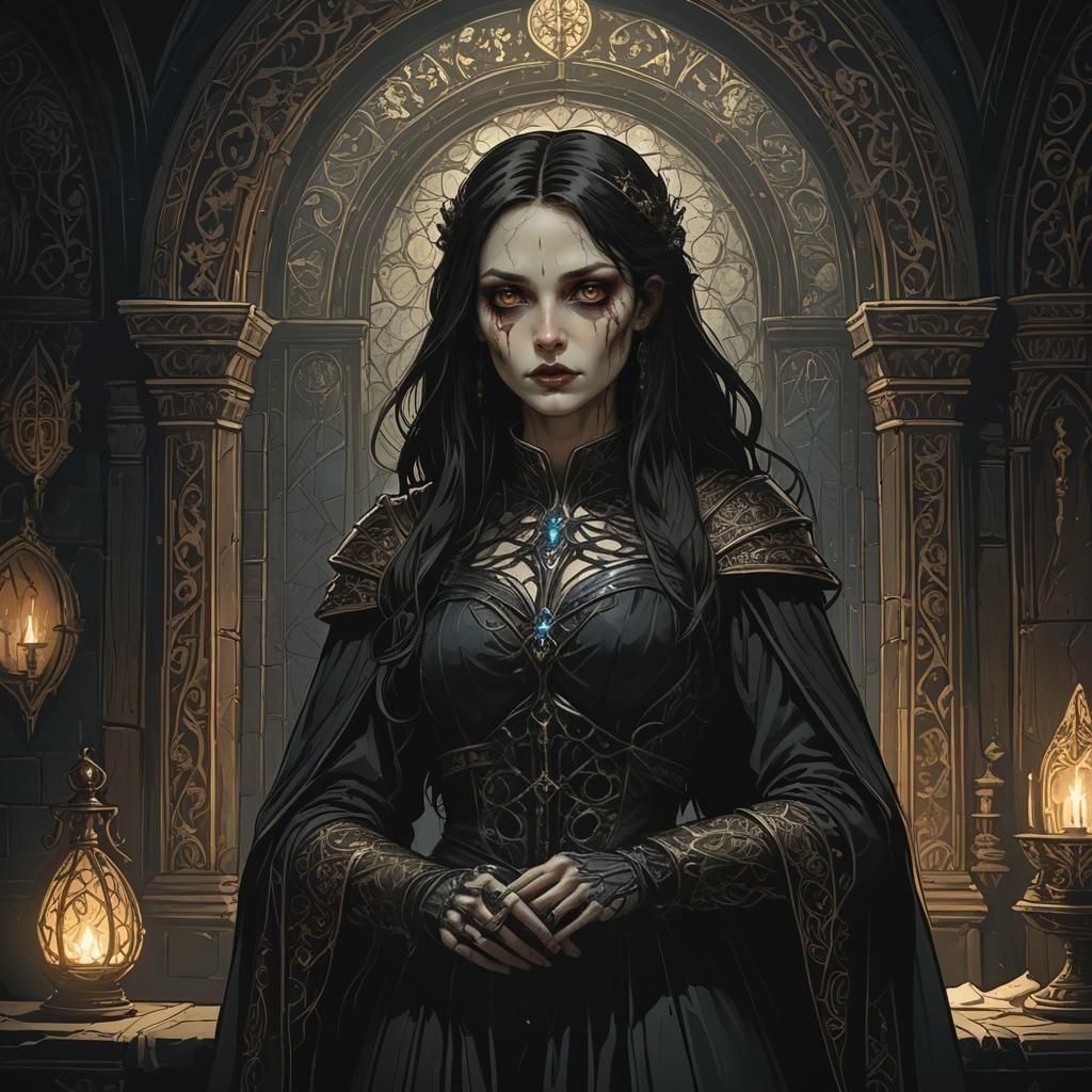 Urgathoa: Alluring Undead Princess in Cartoon Style