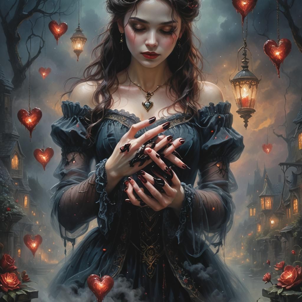 Bleeding Heart in Dark Fantasy Style