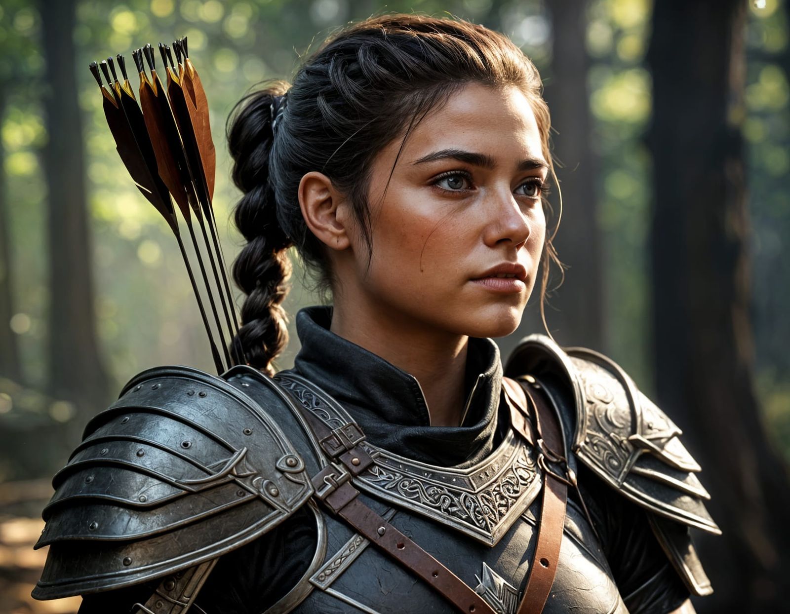 Amazon Archer in Ultra-Realistic Leather Armor