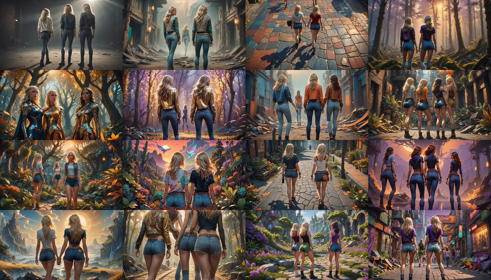 Blonde and Brunette in Jeans: Fantasy Concept Art