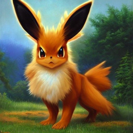 Eevee Pokémon as Oil Painting