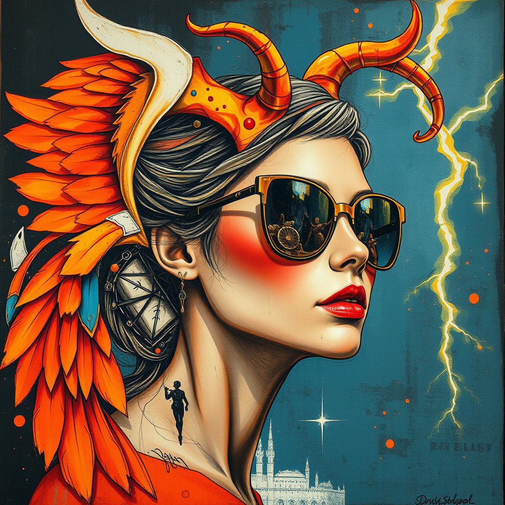 Pop Art Portrait of Woman with Sunglasses