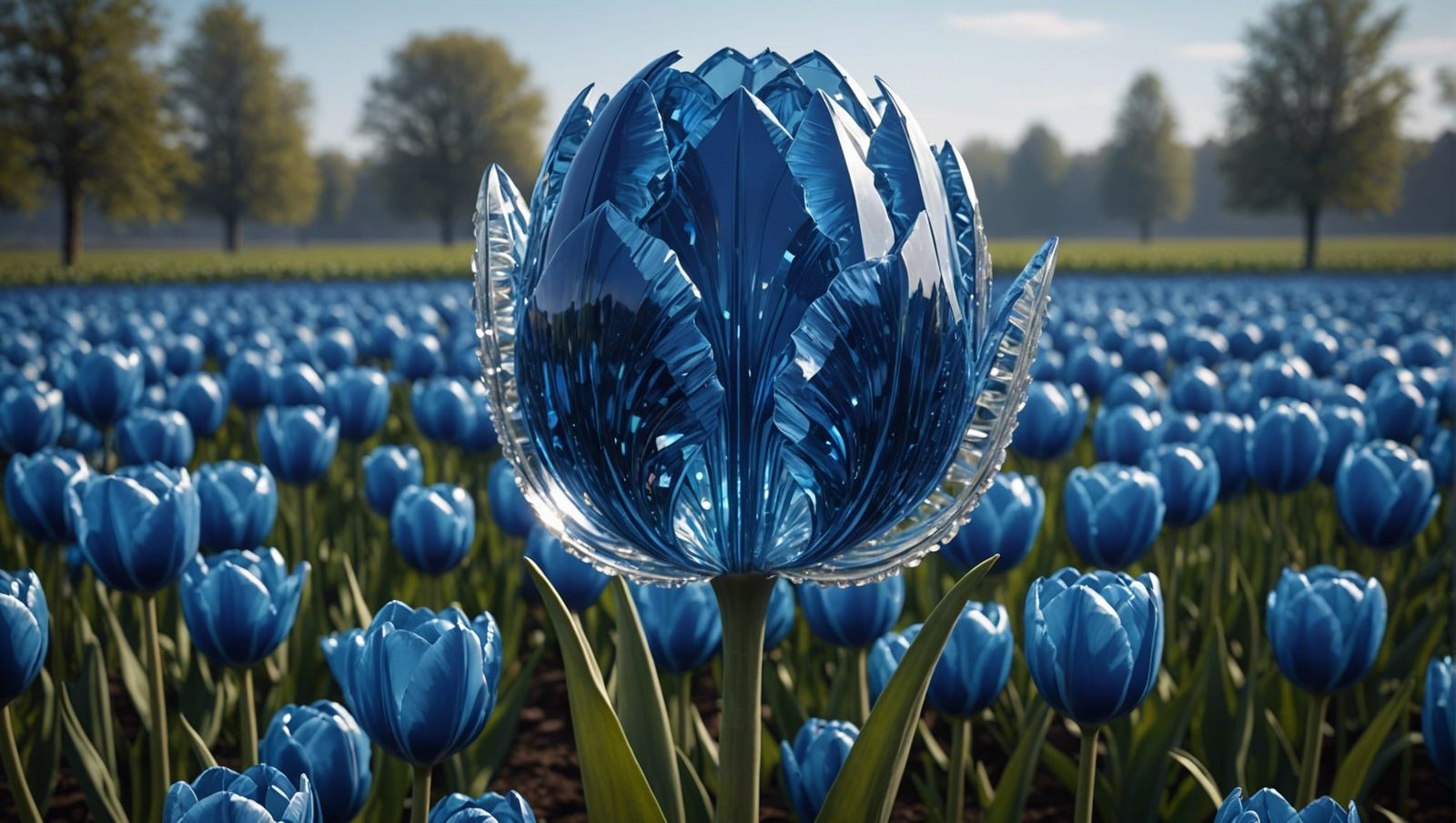 Epic Crystal Tulip in Dutch Field: Sci-Fi Concept