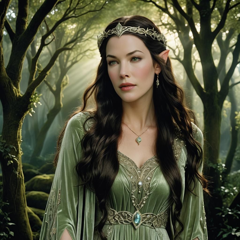Ethereal Elf Princess in Moonlight, Art Nouveau Style