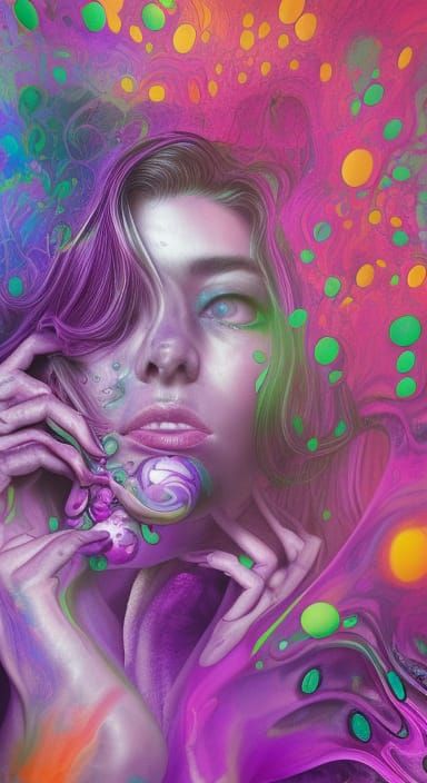 Psychedelic Woman in Splash Art Style