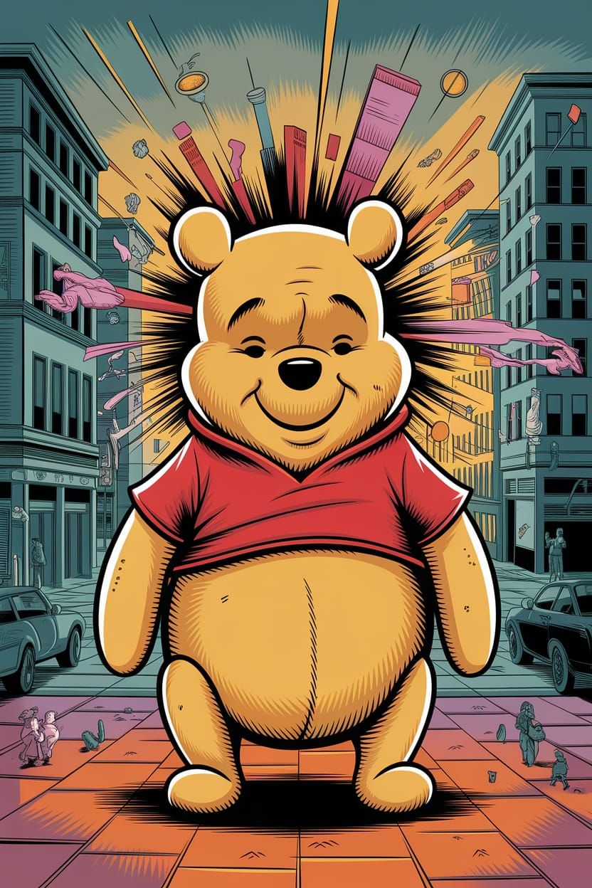 Cubist Winnie the Pooh in Urban Chaos
