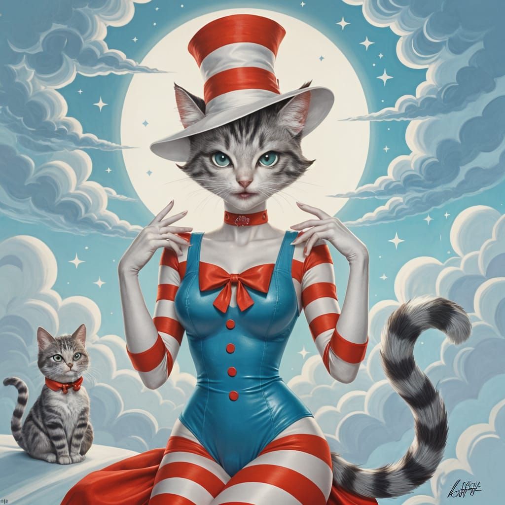 Elegant Feline Hybrid in Dreamy Digital Art Style