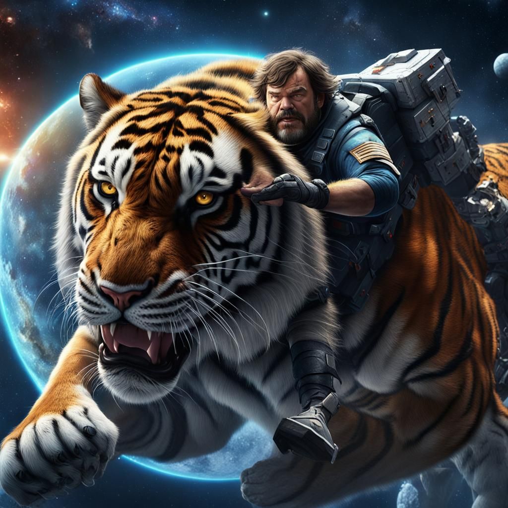 Tiger Rider in Space: Fantasy Concept Art