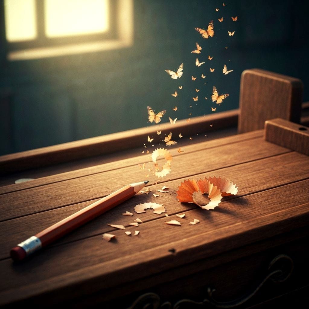 Butterflies Emerge From Pencil Shavings in Vintage Style