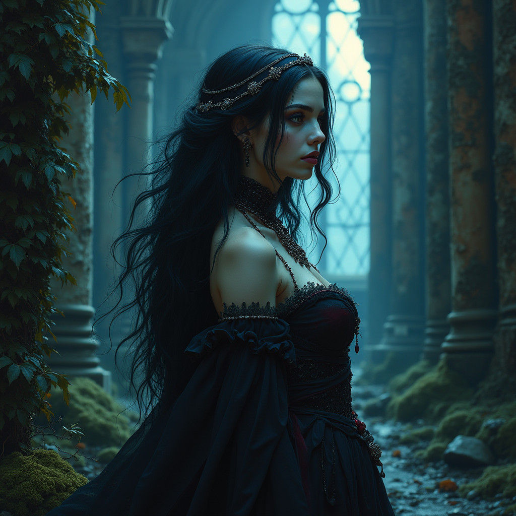 Gothic Vampire Goddess in Dark Fantasy Style