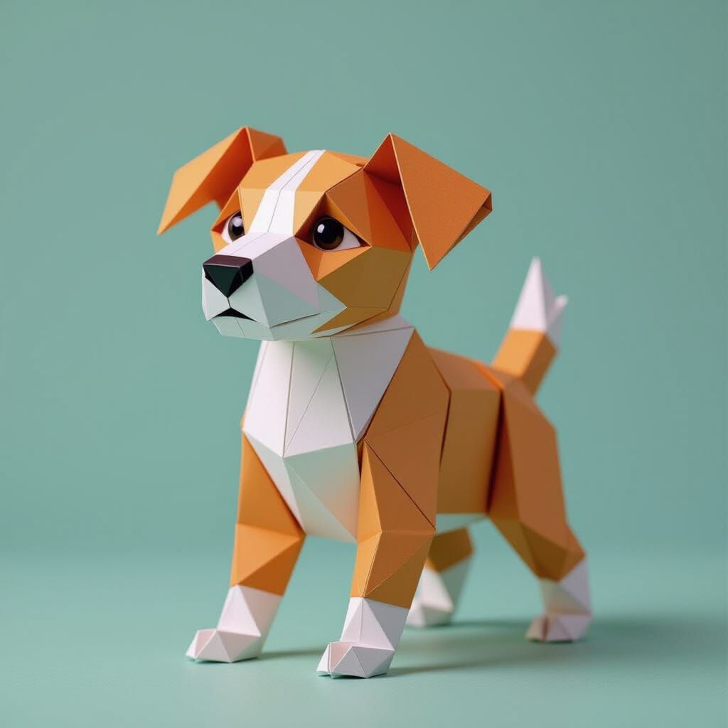 Origami Paper Dog: Detailed Papercraft Art