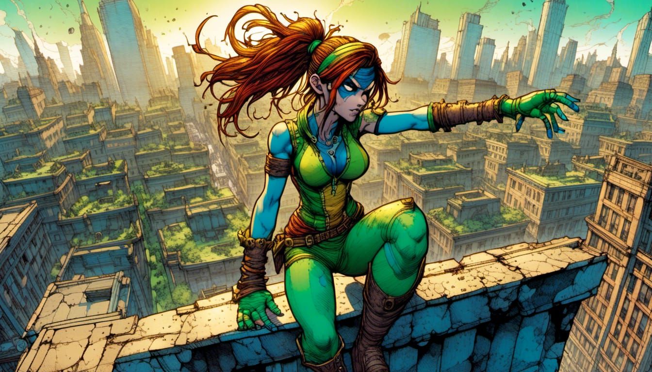 Cammy on a Rooftop: Comic Book Art in Jim Lee Style