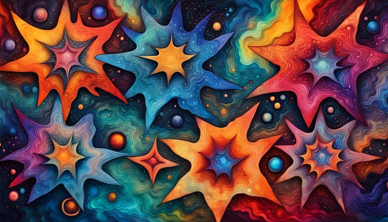 Psychedelic Cosmic Stars in Otherworldly Alcohol Ink Paintin...