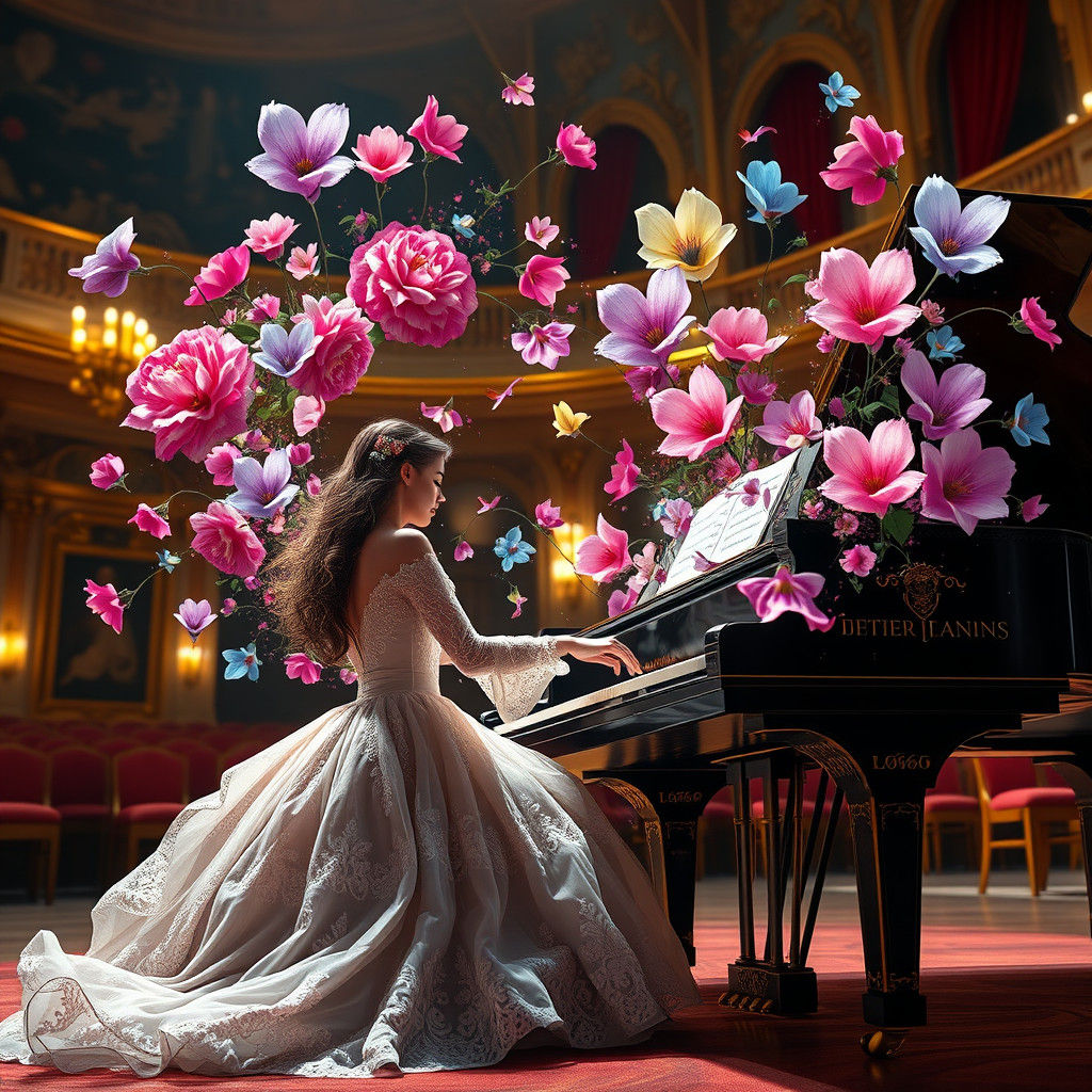 Pianist's Music Creates Blooming Flowers in Concert Hall