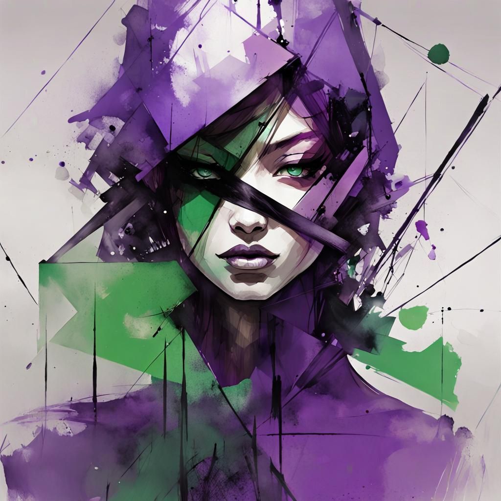 Lady Luck: Modern Ink Fusion Art