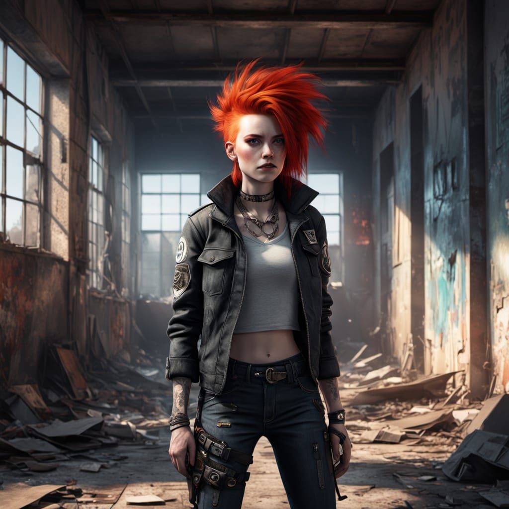 Redhead Punk Concept Art in Pixar Style