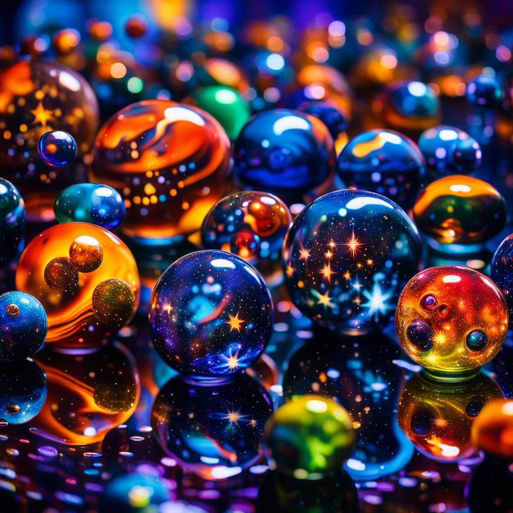 Enamel Glass Figurines in Galactic Space