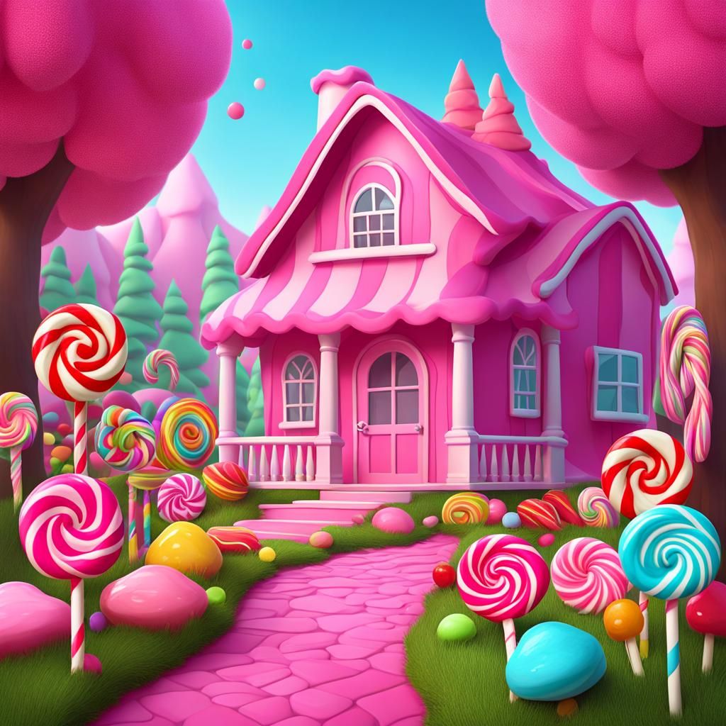 Candy Land House in Fantasy Matte Painting Style
