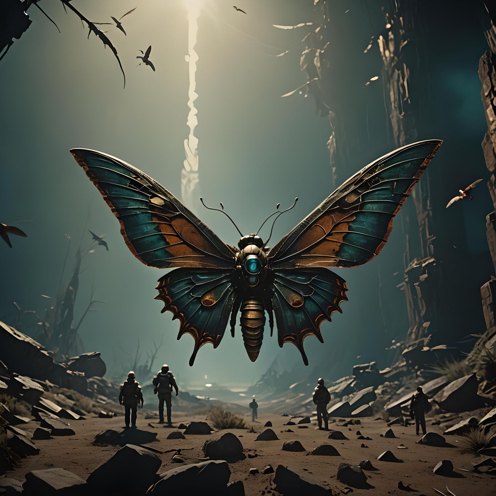 Iron Butterfly: Cinematic Film Still in Dark Fantasy Style