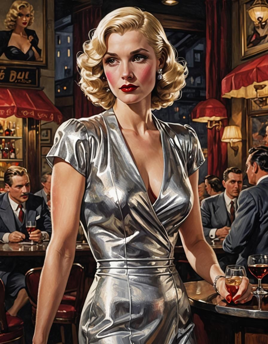 Vintage Glamour in Silver: A Stunning 1930s Pin-Up