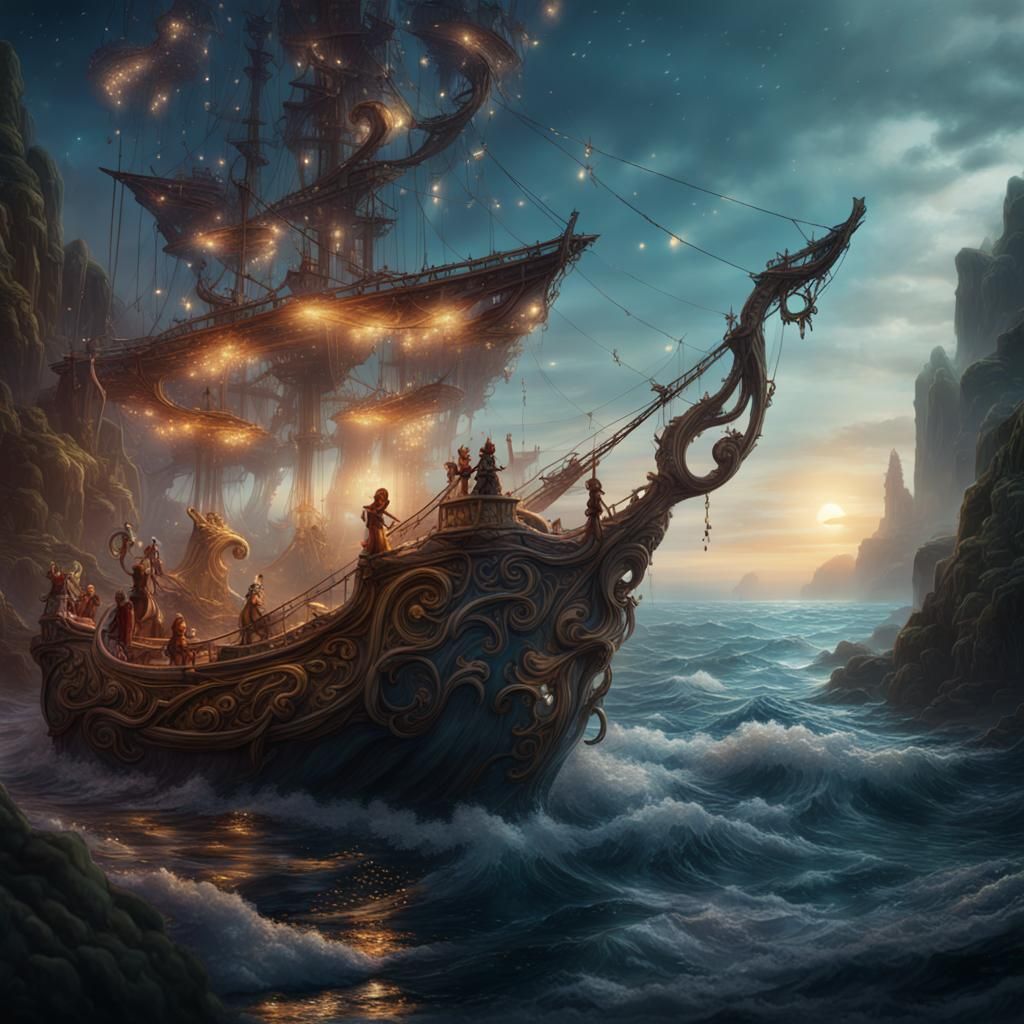 Fantastical Fairy Dust at Sea: A Detailed Matte Painting