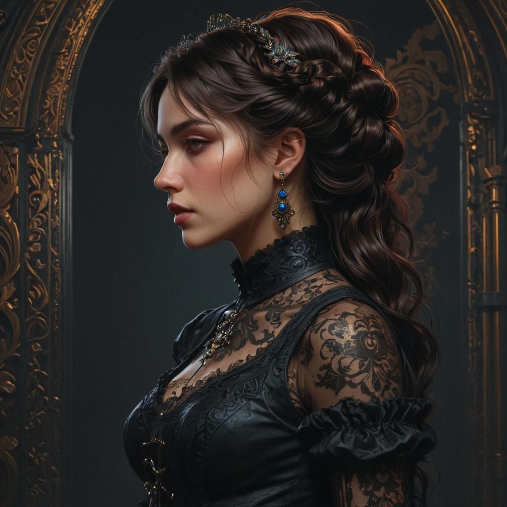 Victorian Gothic Woman: Detailed Concept Art