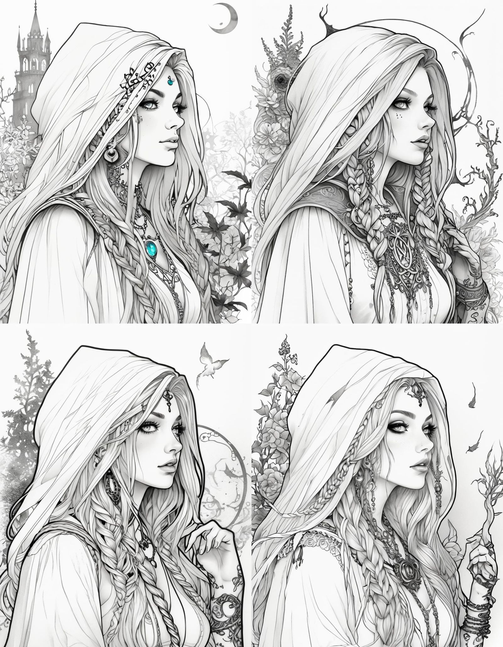 Gothic Witch with Bioluminescent Tattoos in Fantasy Art