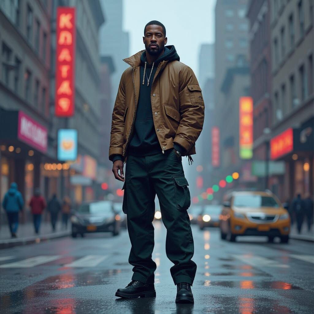 Striking Portrait Blending Street Style with Vibrant Art