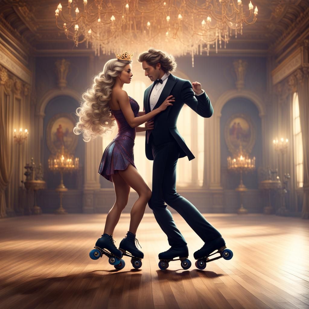 Ballroom Skate Dancing Couple in Fantasy Art Style