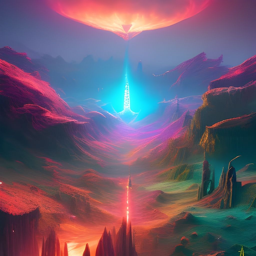 Galactic Doorway to Tranquility in Synthwave Style
