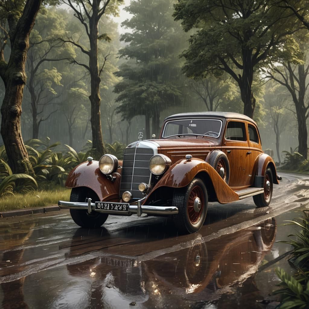 Classic 1937 Mercedes Wooden Car: Exotic Road View