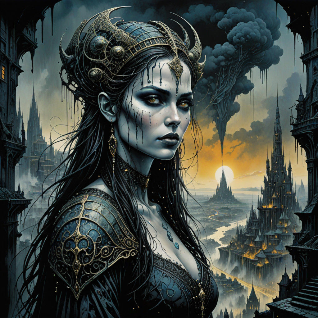 Mystical Enchantress in a Timeless Sky City