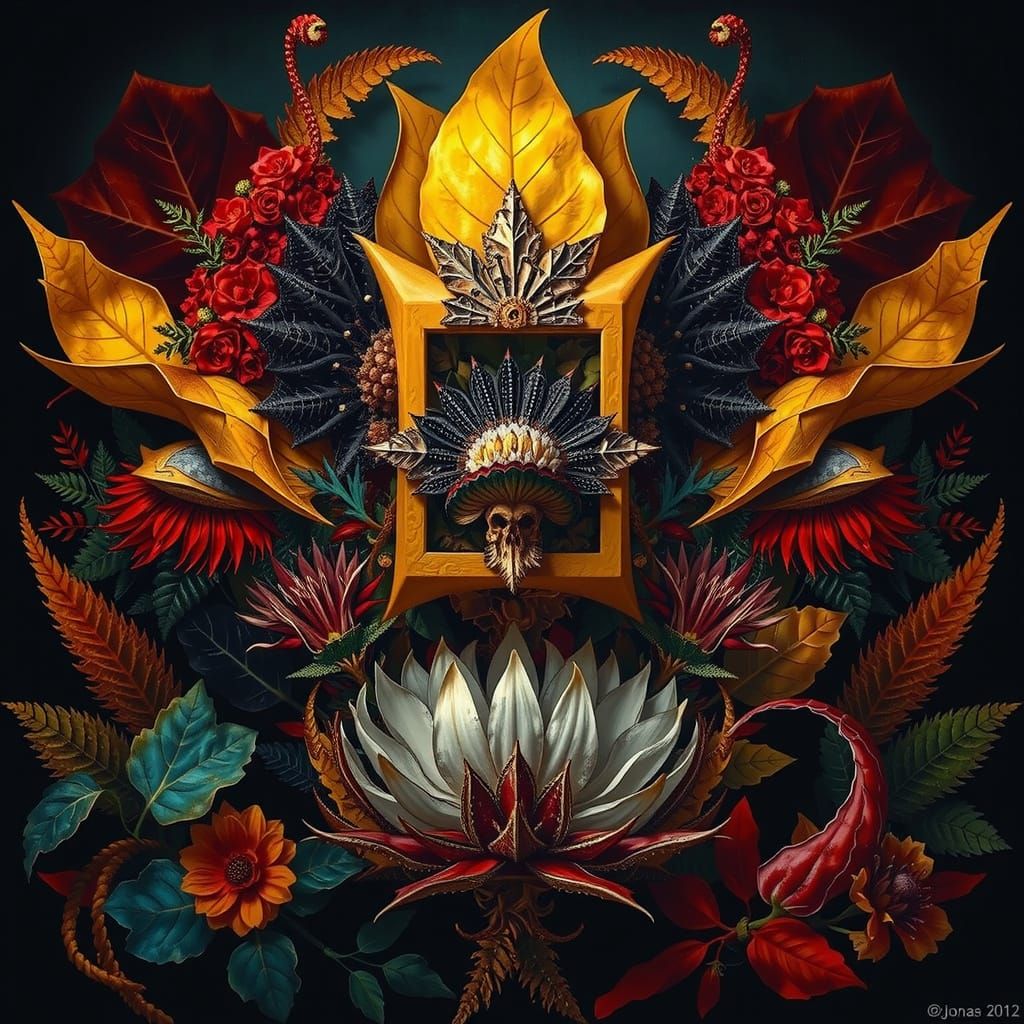 Fractured Flora: Botanical Tapestry in Hyperrealistic Style