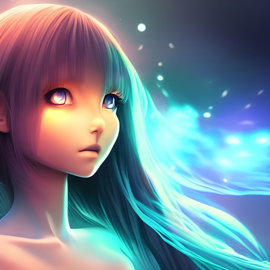 Cosmic Elemental Girl Portrait in Digital Art Style