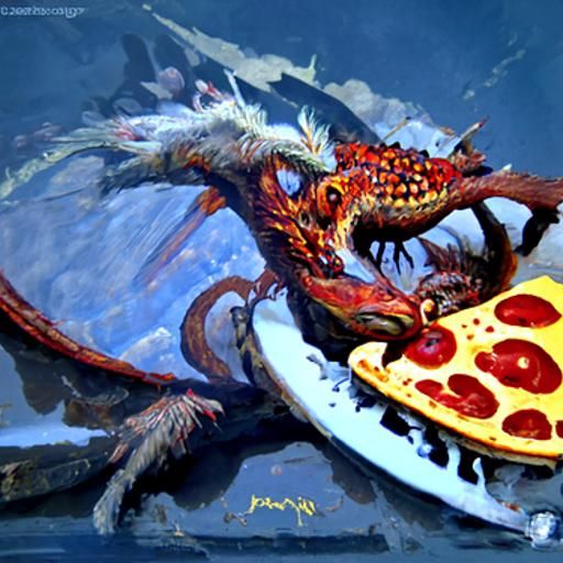 Dragon's Pizza Night: An Oil Painting