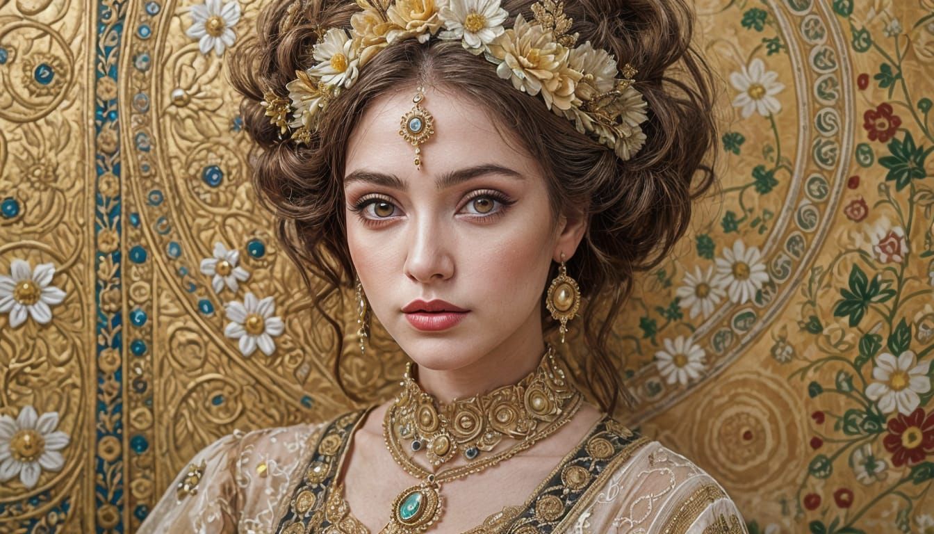 Beautiful Woman with Delicate Skin in Traditional Garment