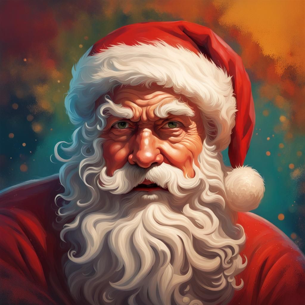Vintage Santa Claus Portrait in Splash Art Style